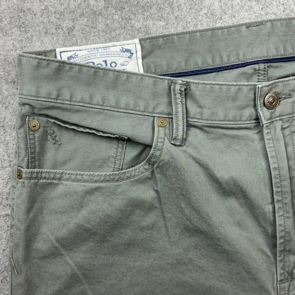 Polo Ralph Lauren Pants Men 36x34 Gray Varick Slim Straight Stretch Chino Casual